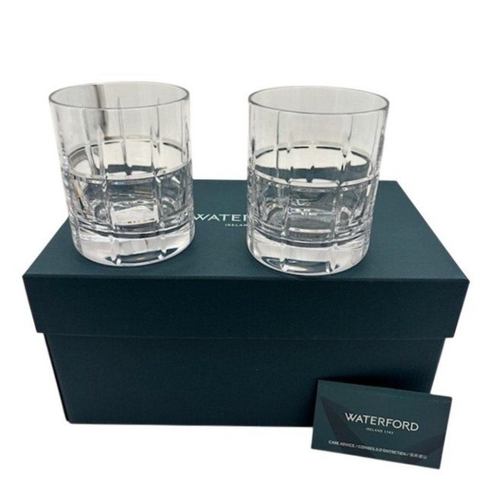 NIB Set of 2 Waterford Short Stries Cluin Crystal Double Old Fashioned Glasses